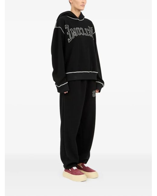 MM6 by Maison Martin Margiela Black Logo-Embroidered Hoodie