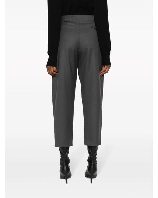 Stella McCartney Gray Cropped Pleated Wool Trousers