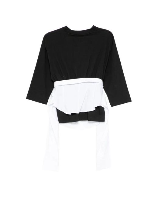 Pushbutton Black T-Shirt À Design Superposé