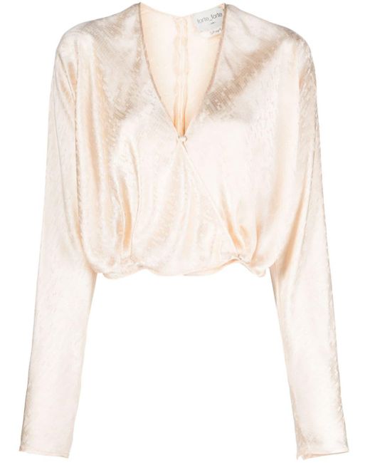 Forte Forte Cropped Blouse in het Natural