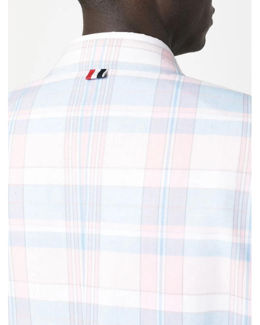 Thom Browne White Plaid-Check Pattern Cotton Blazer for men