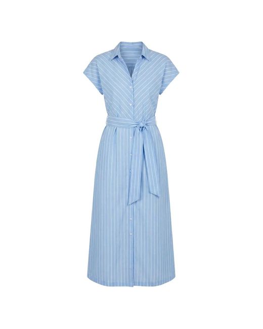 Saint James Blue Maelys Stripe-Pattern Midi Dress