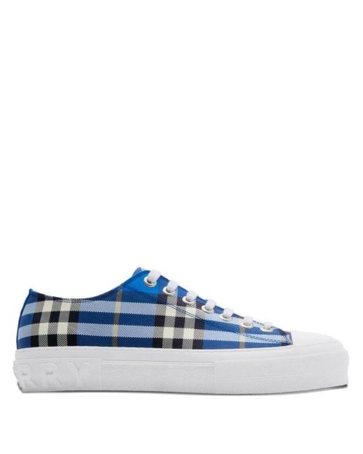 Burberry Blue Checked Sneakers for men