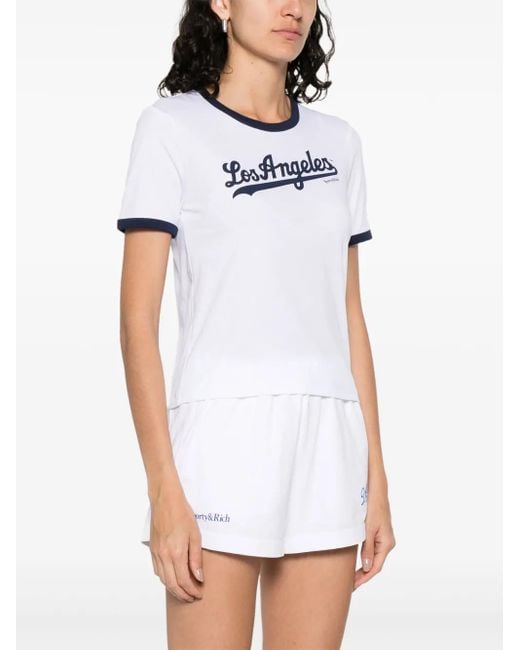 Sporty & Rich White Dodgers Ringer T-Shirt