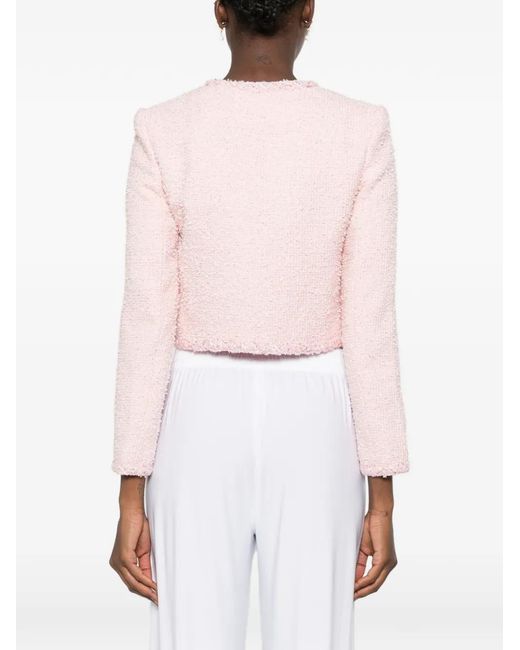 Self-Portrait Pink Sequin-Embellished Bouclé Jacket