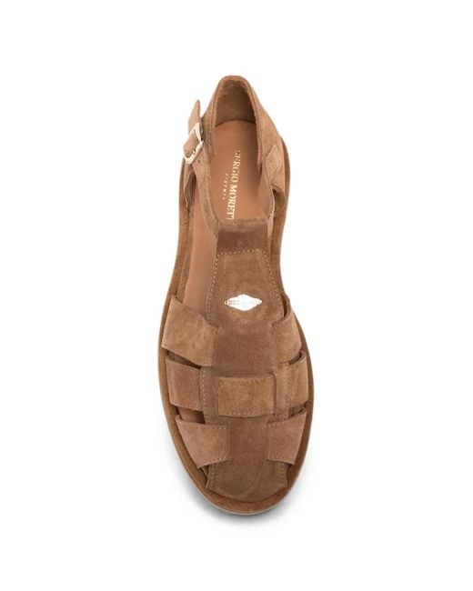 SERGIO MORETTI FIRENZE Brown Buckle-Fastening Cage Sandals
