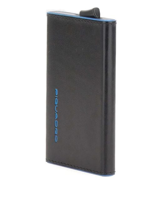 Piquadro Black Sliding-System Leather Card Holder for men