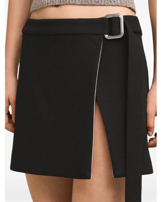 AMI Black Wrap Virgin Wool Miniskirt