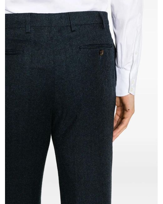 Canali Blue Tailored Wool Trousers for men
