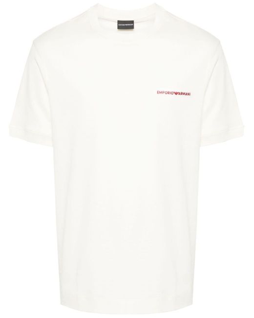 Camiseta con logo bordado Emporio Armani de hombre de color White