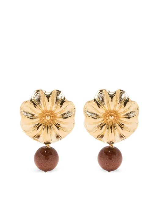 D'Estree Metallic Daisy Drop Earrings