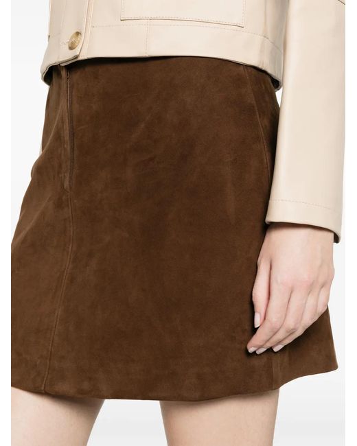 Alpha Studio Brown Gonna Suede Mini Skirt