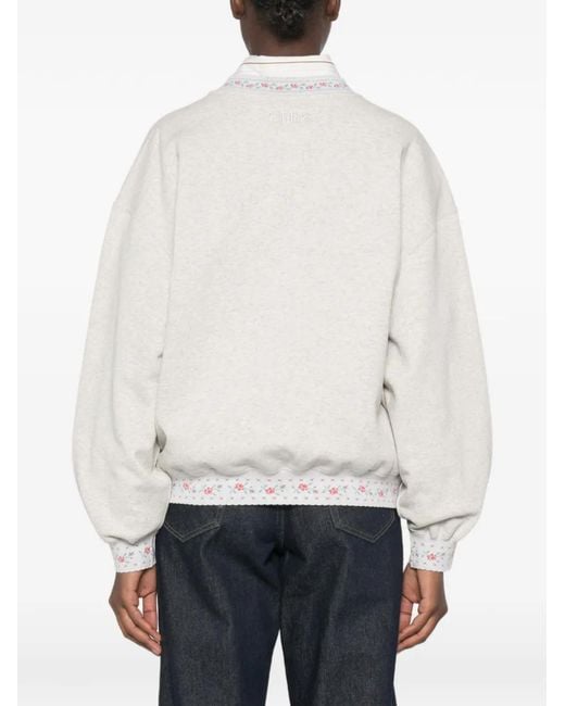 Chloé White Floral-Embroidered Logo-Print Sweater