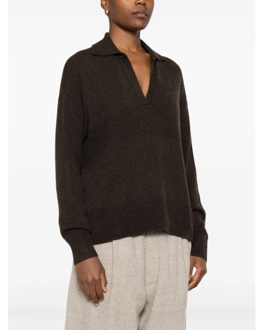 Antonelli Black V-Neck Collared Sweater