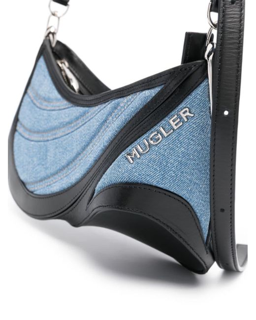 Mugler Blue Small Denim Spiral Curve 01 Bag