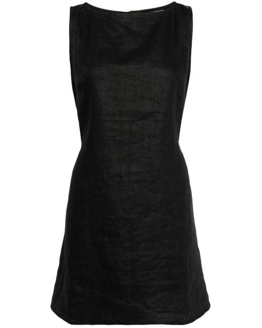 Faithfull The Brand Black Lui Linen Minidress