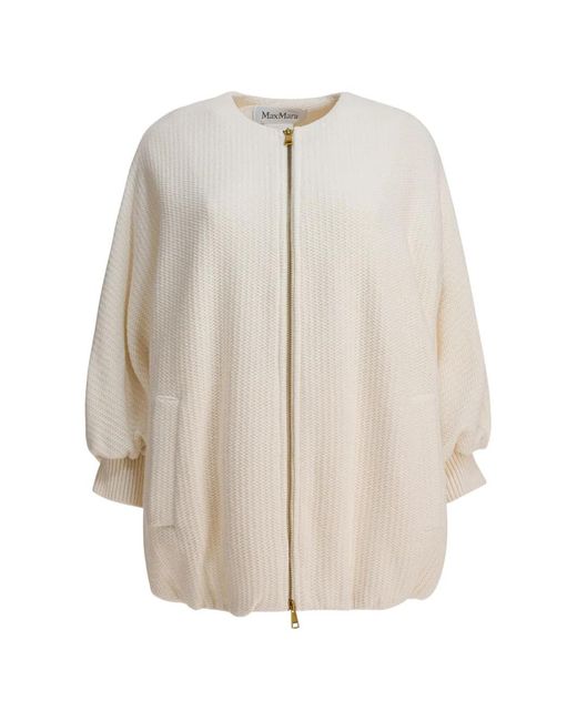 Max Mara Natural Cirino Zip-Up Wool Blend Jacket