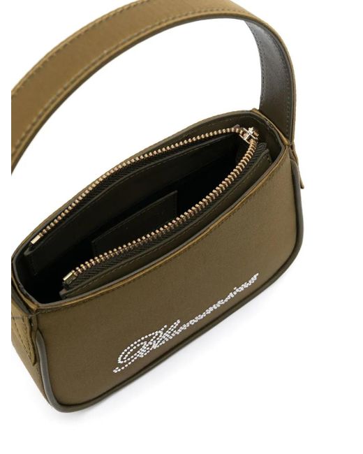 Blumarine Green Rhinestone Embellished Satin Mini Bag