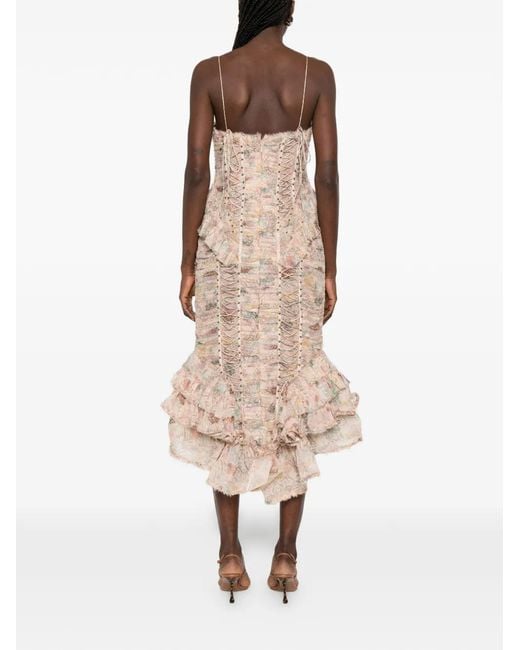 Zimmermann White Rebellion Ruffled Midi Dress