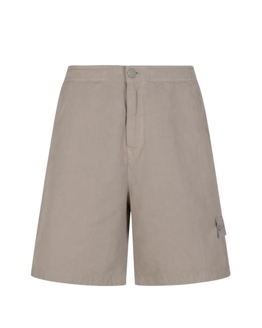 Stone Island Gray Logo-Patch Shorts for men