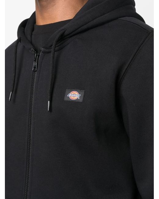 Dickies Blue Logo-Patch Long-Sleeve Hoodie for men