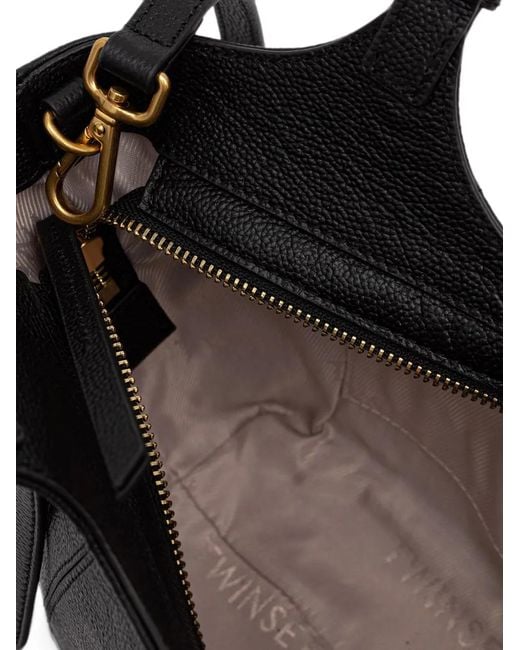 Twinset Black Quilted Bowler Bag With Logo
