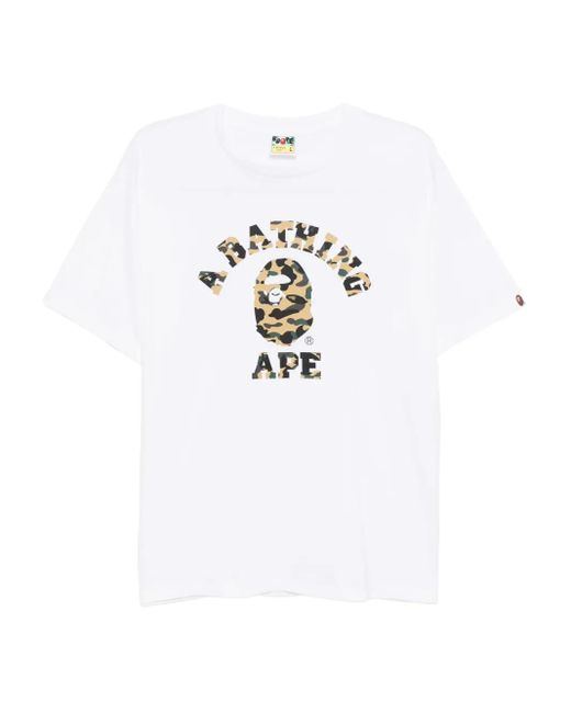 A Bathing Ape White 1St Camo College T-Shirt for men