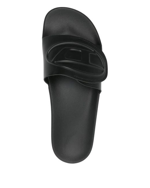 DIESEL Black Sa-Bloop Embossed Slides for men