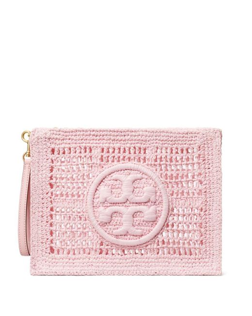 Tory Burch Pink Ella Double T-embossed Clutch Bag