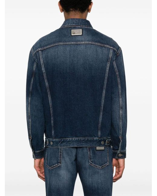 Veste en jean à plaque logo Dolce & Gabbana pour homme en coloris Blue