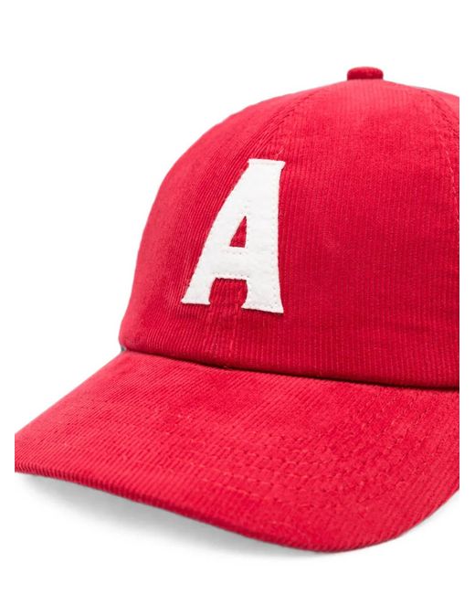 Autry Red Logo-Patch Corduroy Baseball Cap