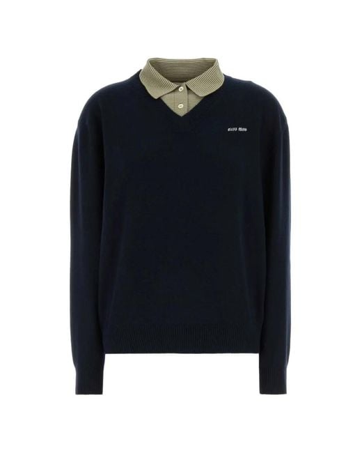 Miu Miu Blue V-Neck Sweater