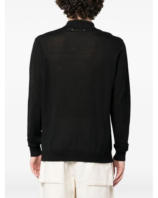 Golden Goose Deluxe Brand Black Long-Sleeve Knitted Polo Shirt for men