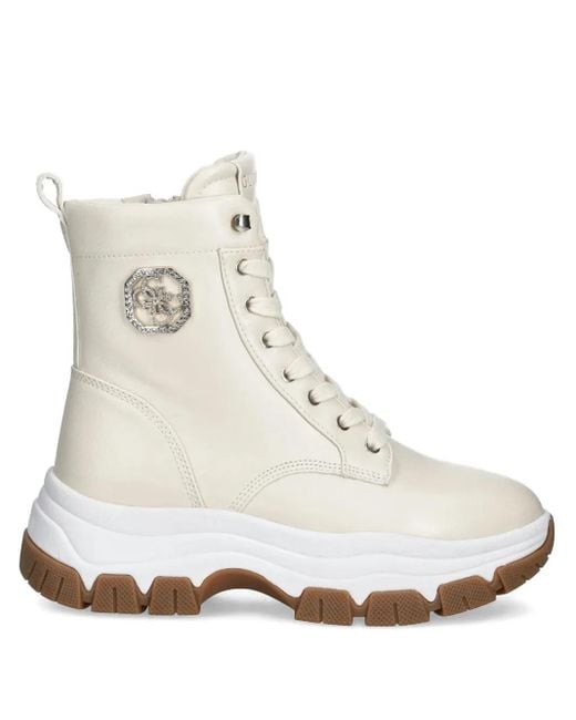 Guess Natural 73Mm Benzon Logo-Plaque High-Top Sneakers