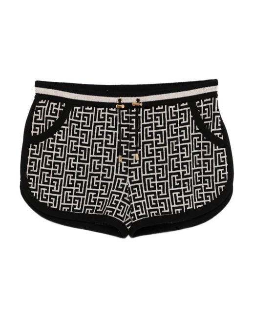 Balmain Black Shorts mit Logo-Stickerei