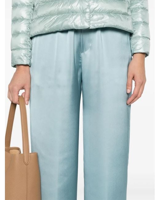 Herno Blue Satin Palazzo Pants