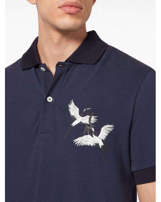 Billionaire Blue Embroidered Piqué Polo Shirt for men