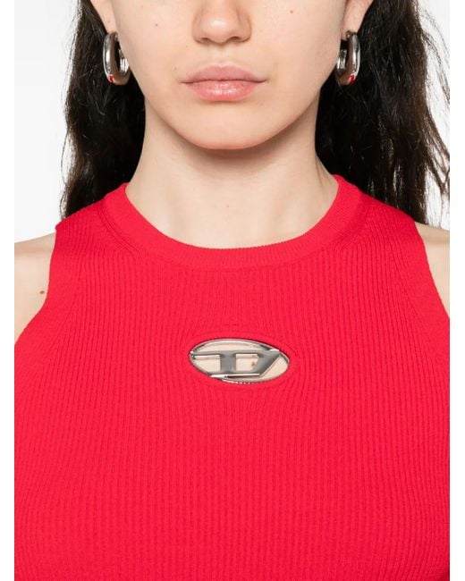 DIESEL Red Geripptes Oberteil Mit Logo