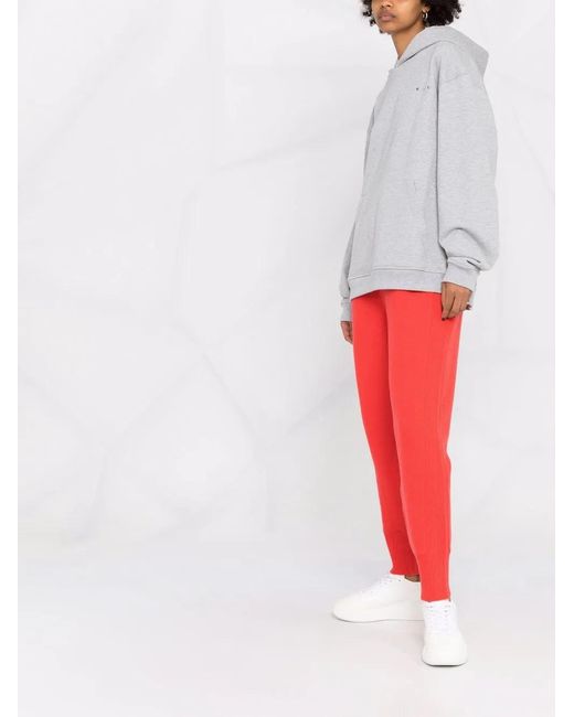 Alberta Ferretti Red Ribbed-Detailing Knitted Track Pants
