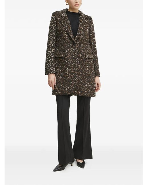 Morgan Black Leopard-Print Coat