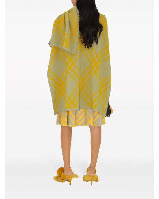 Burberry Yellow Check-print Wool Cape