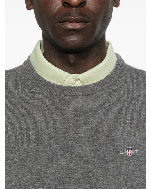 Gant Gray Crew-Neck Sweater for men