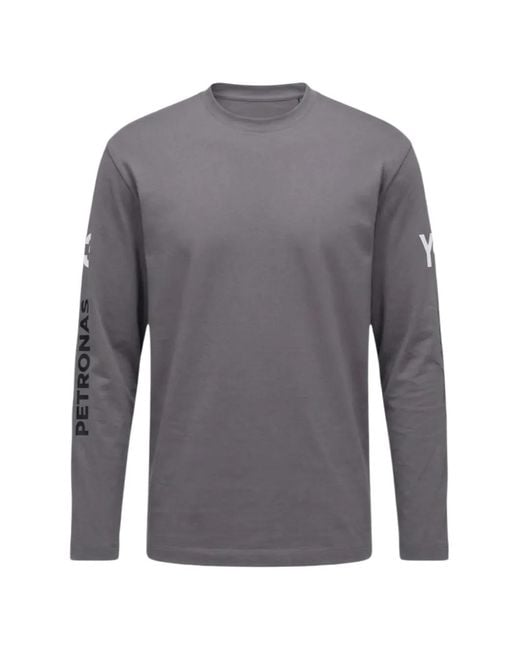 Y-3 Gray X Mercedes Chaos Long-Sleeve Graphic-Print T-Shirt for men
