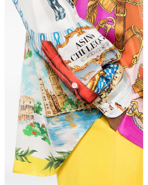 Moschino Seidenhemd mit Illustrations-Print in Multicolor für Herren