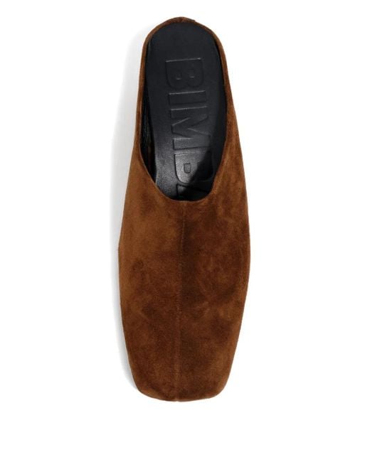 Bimba Y Lola Brown Square-Toe Suede Mules