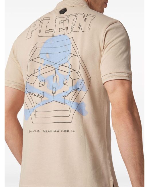 Philipp Plein Natural Logo-print Cotton Polo Shirt for men
