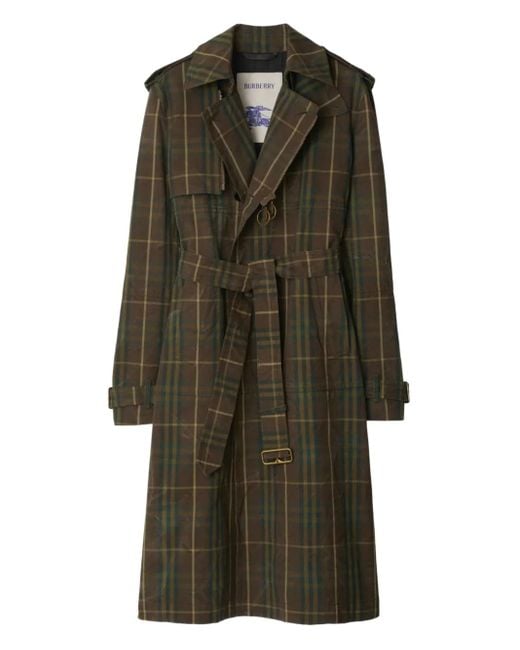 Trench Croisé À Carreaux Burberry en coloris Green