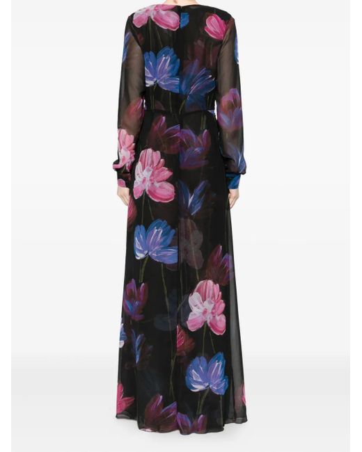 La Petite Robe Di Chiara Boni Black Floral-Print Ruffled Maxi Dress