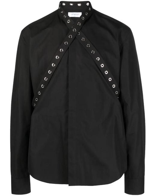 Off-White c/o Virgil Abloh Black Eyelet-Strap Silk Shirt for men