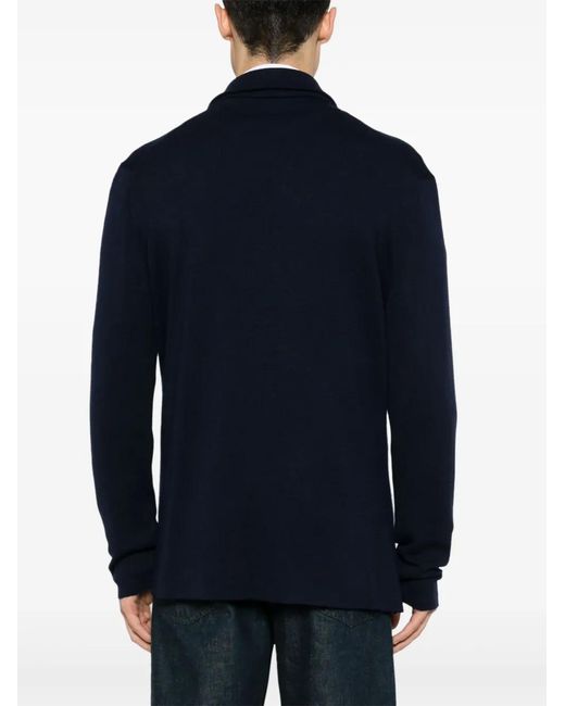 Isaia Blue Fine-Knit Cardigan for men